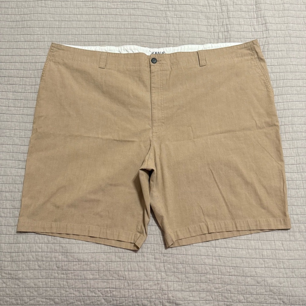 True Nation Stretch Flat Front Khaki Brown Men's Shorts 54 x 9.5"